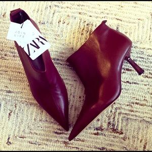 Zara leather pointed ankle boots